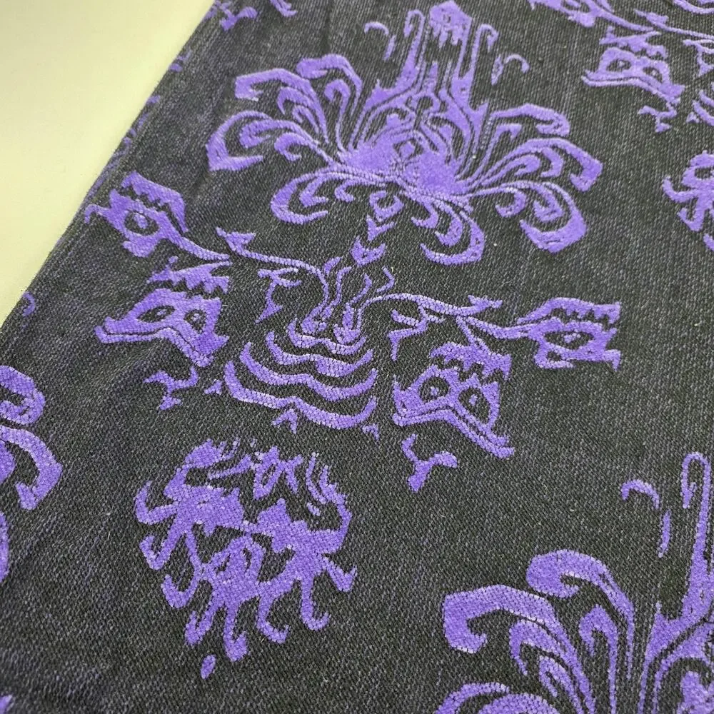 Disney Parks Scarf One Size Purple Black Haunted Mansion Reversible Fringe‎